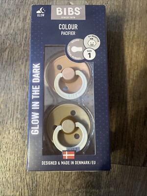 Tan Pacifier 2-Pk BIBS Pacifiers Natural Rubber 0+Months Glow in the Dark Rose & Tan ...