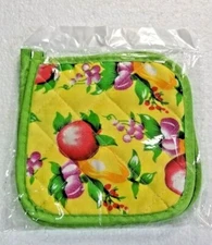 Fruit Design Potholders Set of 2 Vibrant Colors  Rustic Chic Farmhouse 
