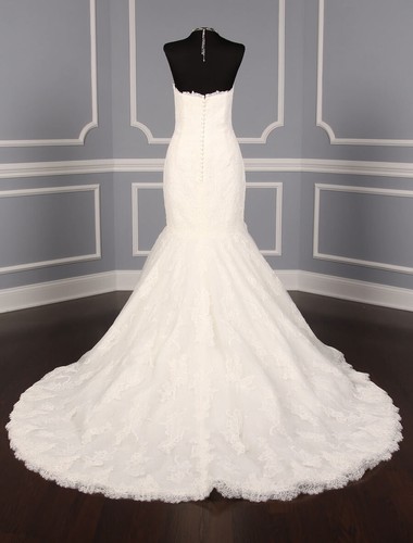 PRONOVIAS Bridal Wedding Dress Strapless Off White Fit to Flare Prune Gown 12 - Picture 7 of 10