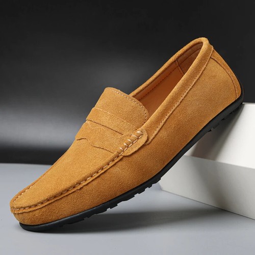 Men's Slip on Loafers Super Soft Suede Genuine Leather Driving Casual Footwear - Picture 12 of 29