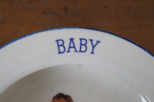 Antique Czechoslovakian Baby Food Water Bowl Dish Bear Horse Pull Toy 6" - Picture 5 of 11