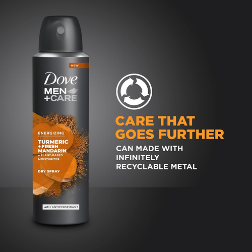 Dove Men+Care Antiperspirant Dry Spray Deodorant for Men Turmeric and Fresh Mand - Picture 7 of 12