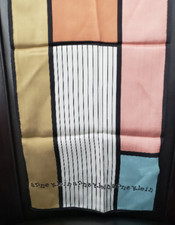Vintage Anne Klein for Vera 100 Silk Colorblock Polkadot/ Striped Scarf