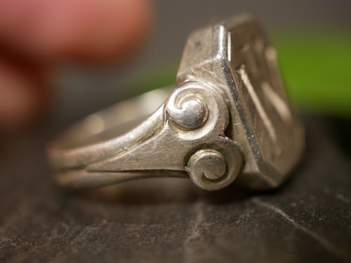 Top 800 Silber Ring Siegelring Buchsraben Initialen WH HW Jugendstil Art Deco - Bild 7 von 12