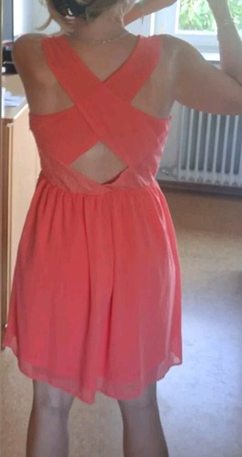 Kleid Sommerkleid Sommerkleid Spitze Lachs Coralle Gr S 36 Hochzeit - Bild 3 von 6