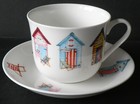 Beach Hut bone china LARGE BREAKFAST cup and saucer  holds 400mls 14oz