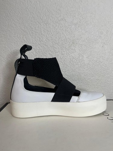 Bikkembergs 101717 Hi Top Platform Sneaker White Black Strap Womens 37 EU/6.5 US - Picture 2 of 14