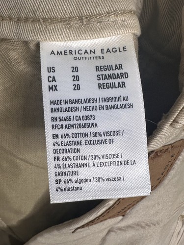 ¡NUEVO CON ETIQUETAS! PANTALÓN MUJER AMERICAN EAGLE SKATER Bronceado Pantalón Elástico tiro bajo Talla grande 20 - Imagen 7 de 9