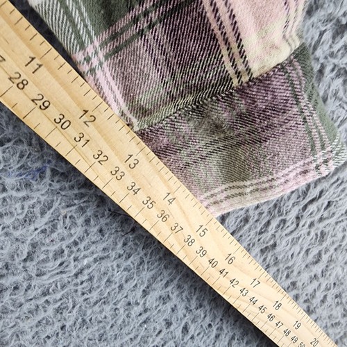 Old Navy Shirt Womens Medium Green Plaid Long Sleeve The Boyfriend *GUC* - Picture 5 of 7