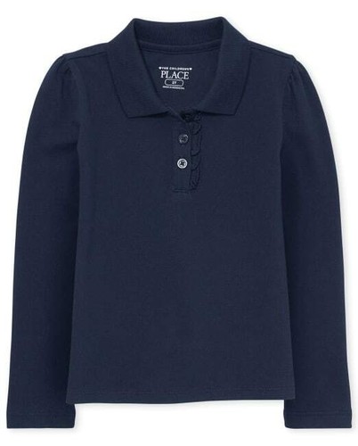 THE CHILDREN'S PLACE Girls Uniform Ruffle Pique Polo (Long-Sleeve) - 4T, 5T - Imagen 3 de 6