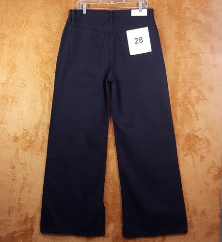 RE/DONE Jeans Womens Size 28 Black Wide Leg Slit Ankle LOW RIDER LOOSE $295 - Picture 5 of 11