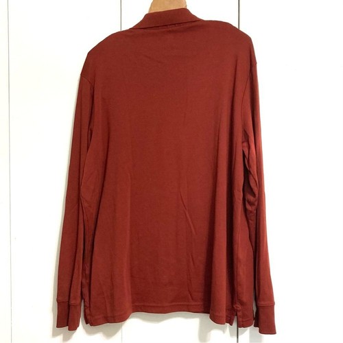 LANDS END Long Sleeve Polo Traditional Fit Burnt Orange Mens Large - Picture 10 of 15
