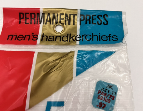 New Vintage Kmart Men 5PK Handkerchiefs White Permanent Press No Iron USA - Picture 4 of 12