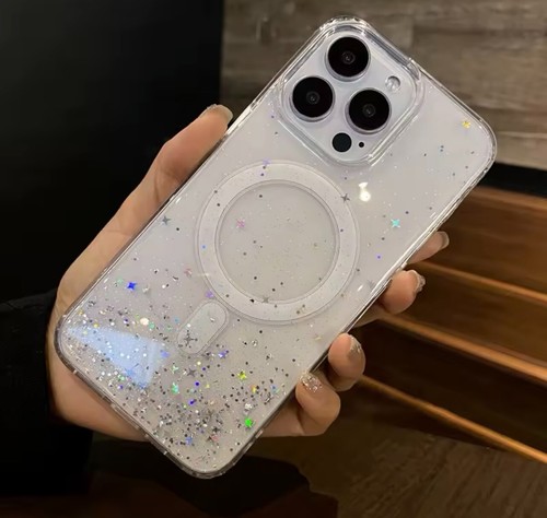 Custodia posteriore Magsafe trasparente glitter per Apple iPhone 14 Pro Max,14+,14 Pro,14 - Foto 19 di 35