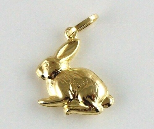 New 9ct Yellow Gold Rabbit Charm / Pendant - Picture 2 of 3
