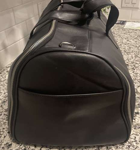 FH WADSWORTH FORD MOTOR BLACK 100% GENUINE LEATHER GARMENT DUFFEL BAG - Picture 6 of 13