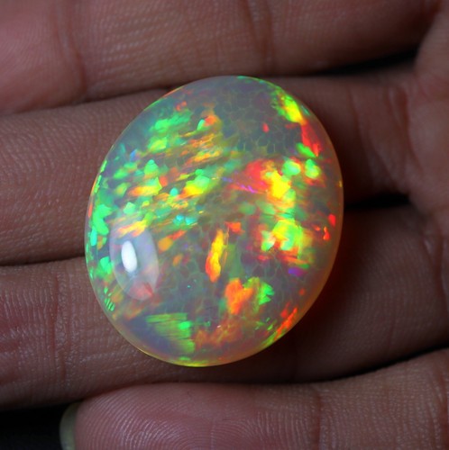 32x26 MM AAAA Grade Natural Multi Flashy Fire Honeycombed Opal Big Oval 39 Carat - Picture 4 of 15