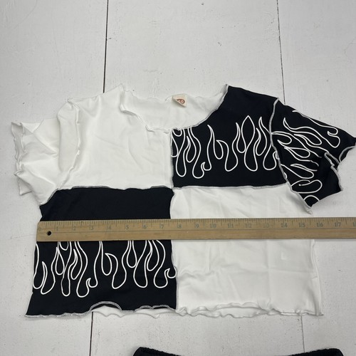 Shein Black & White Colorblock Flame Outfit Set Youth Girls Size 12 - Picture 6 of 9