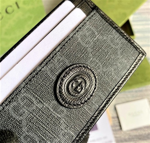GUCCI Negro GG Logo Auténtico Cuero Lona Monograma Tarjetero Estuche Billetera Nuevo en Caja - Imagen 4 de 24