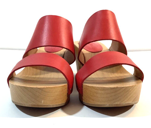 MADEWELL Size 5.5M The Clara 2-strap Wooden Clog Sandals RED - 第 6/12 張圖片