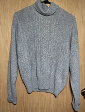 Casual Corner Angora Rabbit Hair Lambswool Turtleneck Sweater Gray Career Sz Med