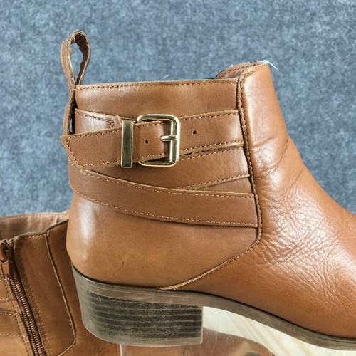 Sole Society Boots Womens 8.5 Hala Casual Side Zip Ankle Bootie Brown Leather - Picture 6 of 21