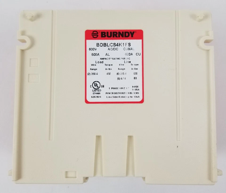 Burndy BDBLCS4K1FS 1-Pole Flex Rated Finger-Safe Power Distribution Block NEW - Image 4 of 4