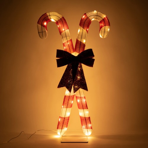 Christmas Candy Canes Tinsel Yard Light Decorations,LED Warm White Lights - Picture 8 of 8