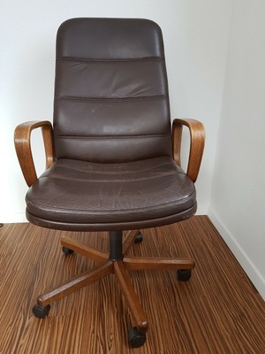 Bürostuhl, Drehstuhl, Schreibtischstuhl, Echt-Leder, Braun ...