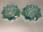 Vintage Heavy Turquoise Pointed Glass Candle Holder