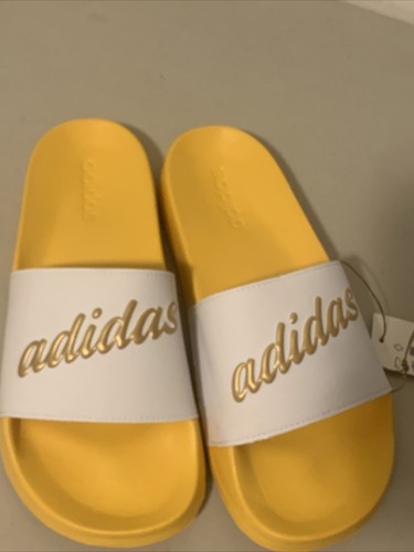 Adidas Adilette Shower Womens Shoes Size 11 White Gold Metallic Bold Gold New - Picture 7 of 9
