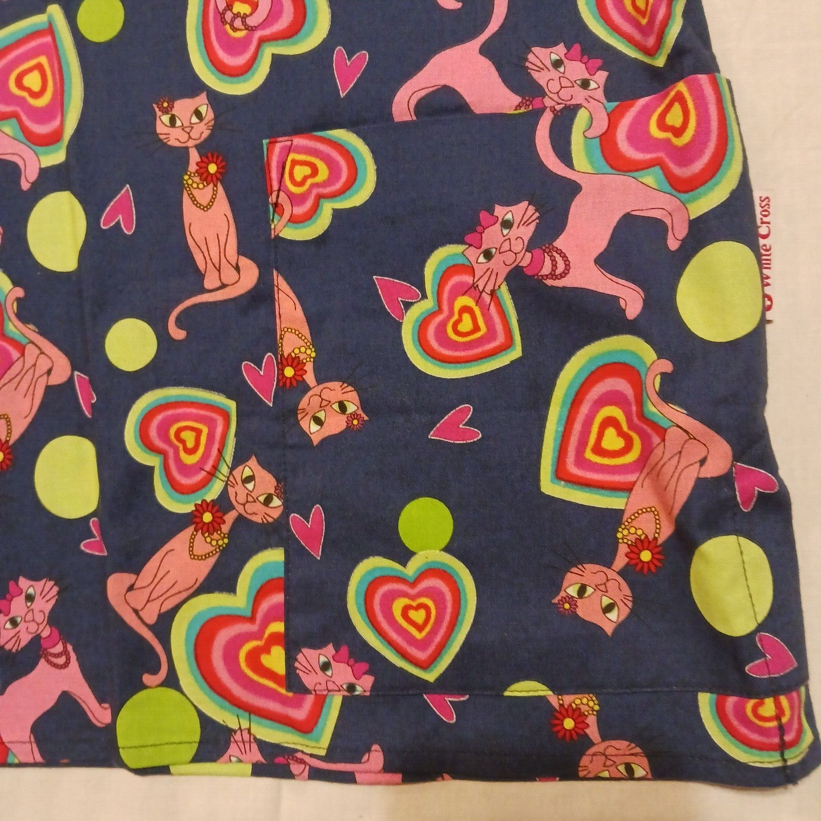 5 WHITE CROSS Women's L Scrub Tops CATS , 3 button up Bears, Noah's Ark, Floral