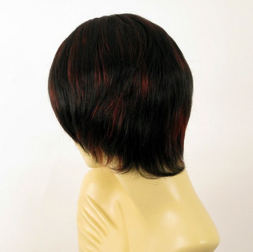 wig for women 100% natural hair black and red wick ref CLOE 1b410 PERUK - Foto 4 di 8
