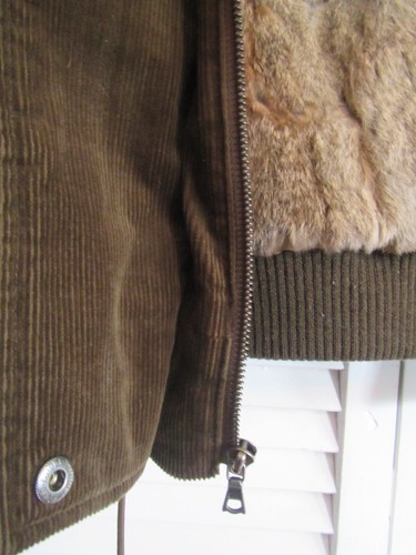 Theory Corduroy Real Heaton Rabbit Fur-lined Insulated Vest Jacket Y2K EUC Small - Picture 10 of 21