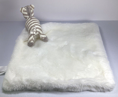 Mary Meyer Zebra Fluffy Lovey Security Blanket Plush Cream Fluff Gray 12" Soft - Picture 5 of 16
