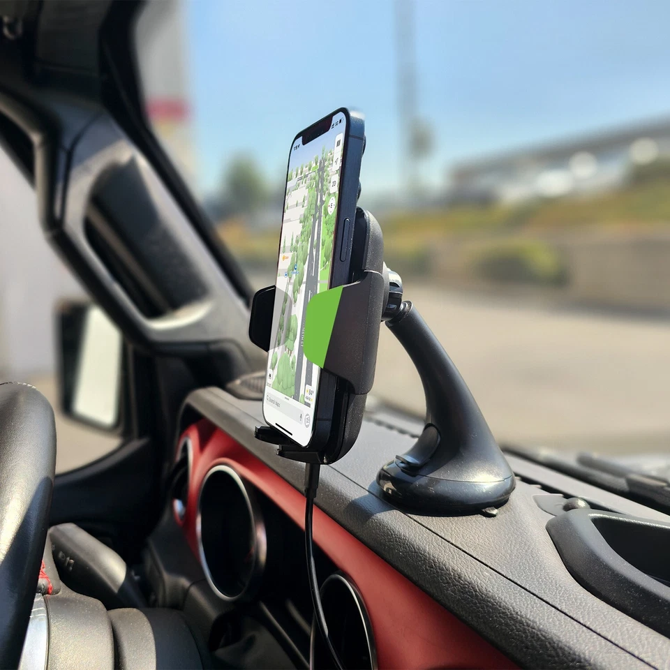 Крепление держатель для телефона беспроводная зарядка вентиляционная решетка и приборная панель/белое стекло 2 в 1 - Изображение 3 из 4