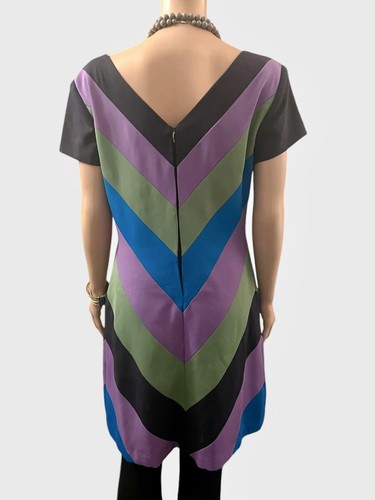 Vintage Dress 1980s Geary Roark Designer Mod Style Dress Geometric Black Size M - Picture 5 of 6