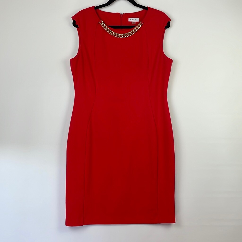 Calvin Klein Scuba Necklace Sheath Dress Red Size 14. | eBay Calvin Klein Scuba Necklace Sheath Dress Red Size 14. | eBay