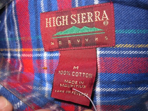 NUOVA camicia vintage High Sierra Mervyns uomo media quadri flanella blu/rosso ~10576 - Foto 3 di 3