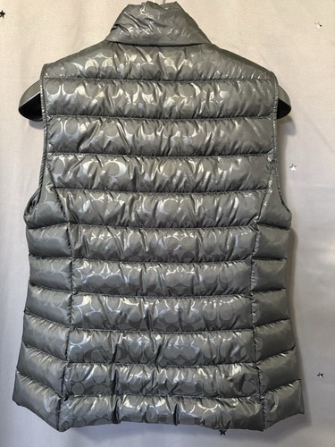 New $300 Coach Women Signature Embossed Down Black Puffer Vest  SMALL Limited - Picture 2 of 11