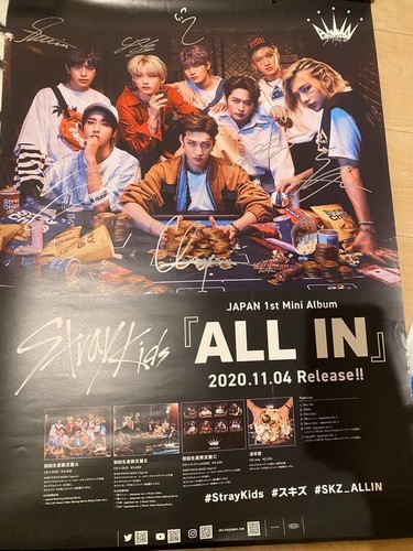 K-Pop Idol Jungengruppe Streunerkinder "ALL IN" Mitglieder handsigniertes Poster