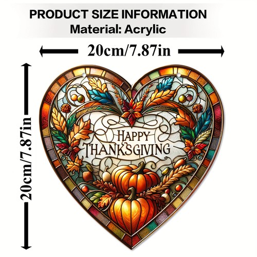 Happy Thanksgiving Pumpkin Acrylic Heart Pendant Window Hanging Decor Home Decor - Picture 4 of 9