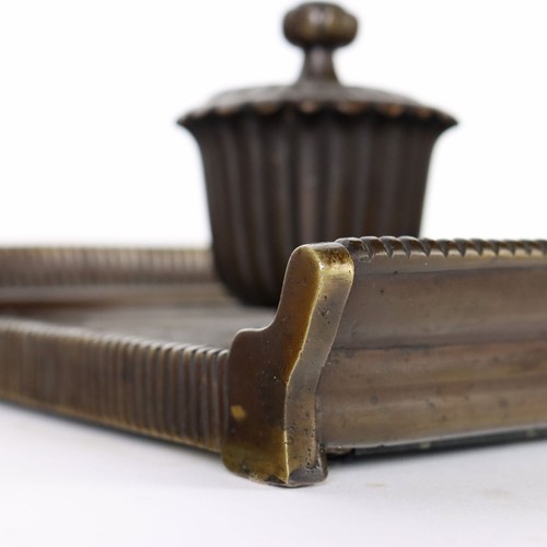 Antique Inkwell Green Marble Bronze Italy XX Century - Picture 8 of 9