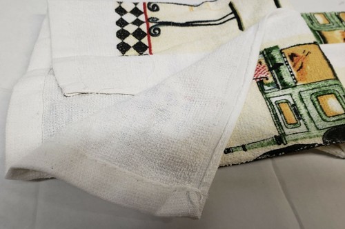 2 pc KITCHEN PRINTED SET: Pot Holder & Towel, 2 FAT CHEFS, with black back by AM - Picture 10 of 17