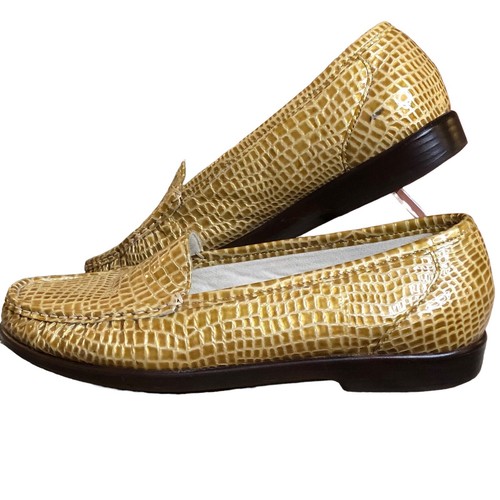 SAS TriPad Ladies Size 10 M Gold Leather Snake Print Slip On Loafer Classic USA - Picture 6 of 11