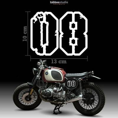 8 Pegatinas Stickers numeros adhesivos oxidado moto Special Cafe Racer rusted