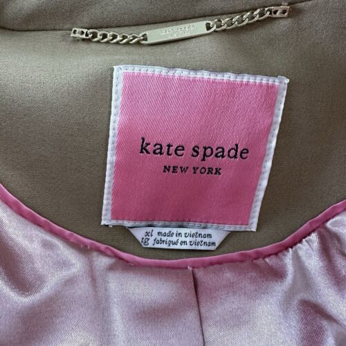Gabardina Kate Spade New York Mujer Beige Caqui Manga Larga Cinturón Talla XL - Imagen 19 de 19
