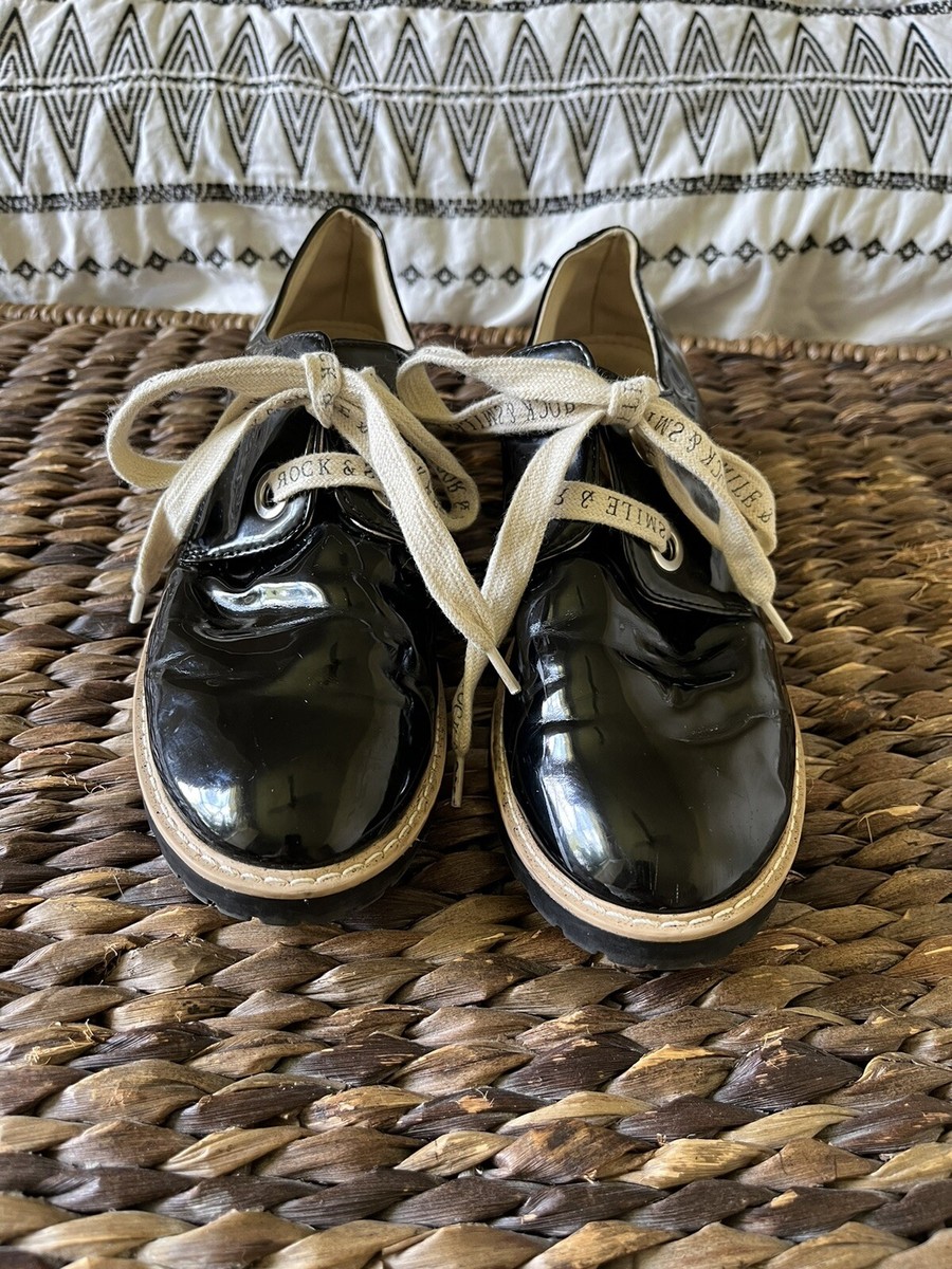 Zara kids Black Leather Shoes size 38/ US 6/7 Zara Kids Shiny Black Patent Leather Oxford Shoes EU Size 38  main image 3