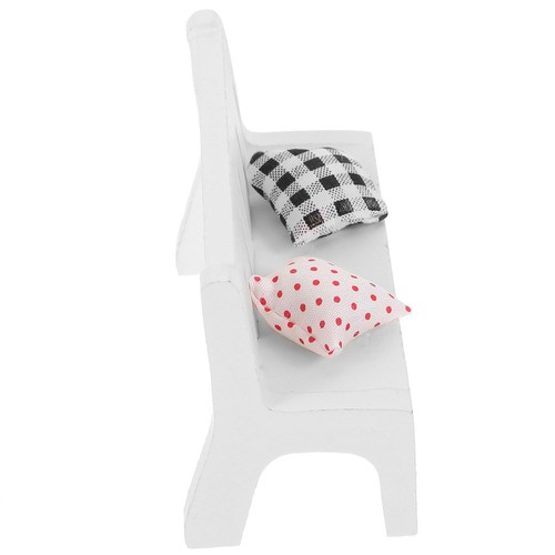 3 PCS White Wooden Double Chair Mini Furniture Ornament Dollhouse Decoration - Picture 3 of 12