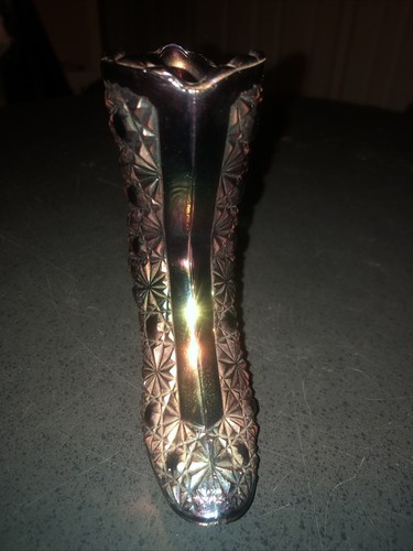 Vintage Fenton Iridescent Glass Boot Daisy Button Design Stamped - Picture 2 of 8